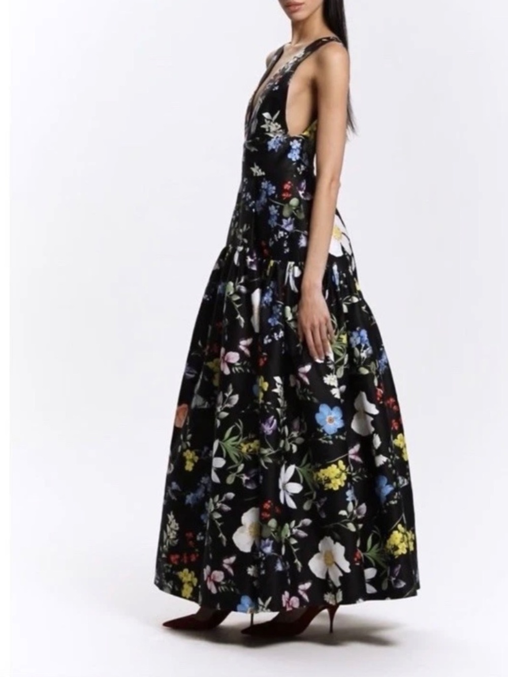 Alice + Olivia Lila Structured Ball Gown In Twisting Vines Black US 2 NWT $1195 - Picture 12 of 14